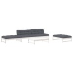 vidaXL Set mobilier relaxare grădină&perne 6 piese alb lemn masiv pin