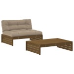 vidaXL Set mobilier grădină cu perne, 2 piese, maro miere lemn masiv