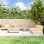 vidaXL Set mobilier relaxare de grădină & perne 6 piese lemn masiv pin vidaXL Set mobilier relaxare de grădină & perne 6 piese lemn masiv pin