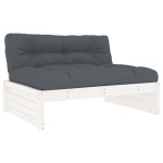 vidaXL Set mobilier relaxare grădină&perne 6 piese alb lemn masiv pin vidaXL Set mobilier relaxare grădină&perne 6 piese alb lemn masiv pin