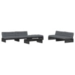 vidaXL Set mobilier grădină cu perne, 6 piese, negru, lemn masiv