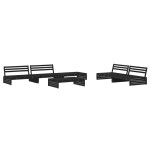 vidaXL Set mobilier grădină cu perne, 6 piese, negru, lemn masiv
