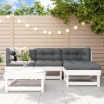 vidaXL Set mobilier relaxare de grădină 5 piese alb lemn masiv de pin vidaXL Set mobilier relaxare de grădină 5 piese alb lemn masiv de pin