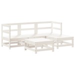 vidaXL Set mobilier relaxare de grădină 5 piese alb lemn masiv de pin vidaXL Set mobilier relaxare de grădină 5 piese alb lemn masiv de pin
