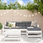 vidaXL Set mobilier relaxare de grădină 5 piese alb lemn masiv de pin vidaXL Set mobilier relaxare de grădină 5 piese alb lemn masiv de pin