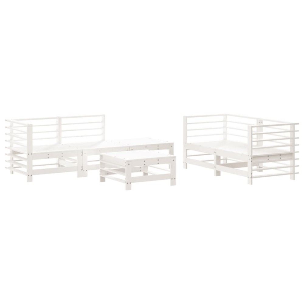 vidaXL Set mobilier de grădină, 6 piese, alb, lemn masiv pin