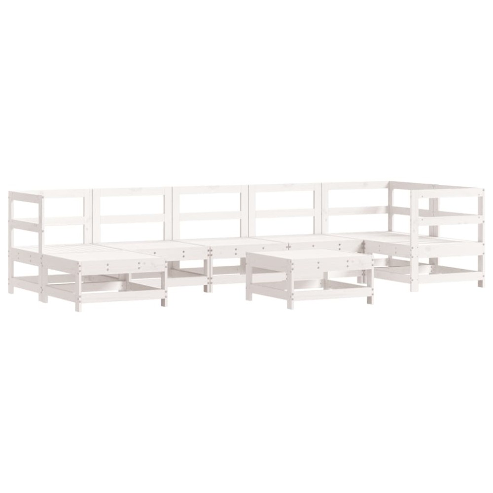 vidaXL Set mobilier relaxare grădină, 8 piese, alb, lemn masiv de pin