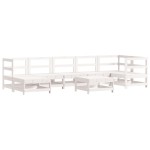 vidaXL Set mobilier relaxare grădină, 8 piese, alb, lemn masiv de pin