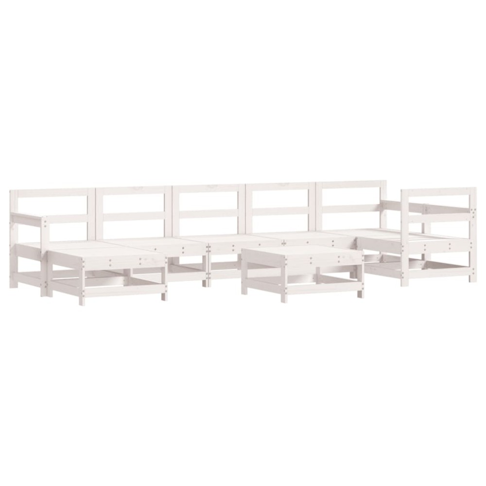 vidaXL Set mobilier relaxare grădină, 8 piese, alb, lemn masiv de pin