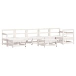 vidaXL Set mobilier relaxare grădină, 8 piese, alb, lemn masiv de pin