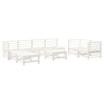 vidaXL Set mobilier de grădină, 9 piese, alb, lemn masiv pin