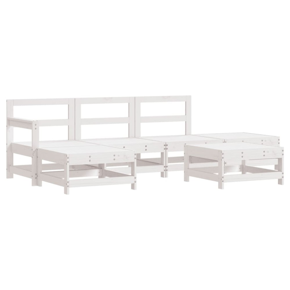 vidaXL Set mobilier de grădină, 6 piese, alb, lemn masiv pin