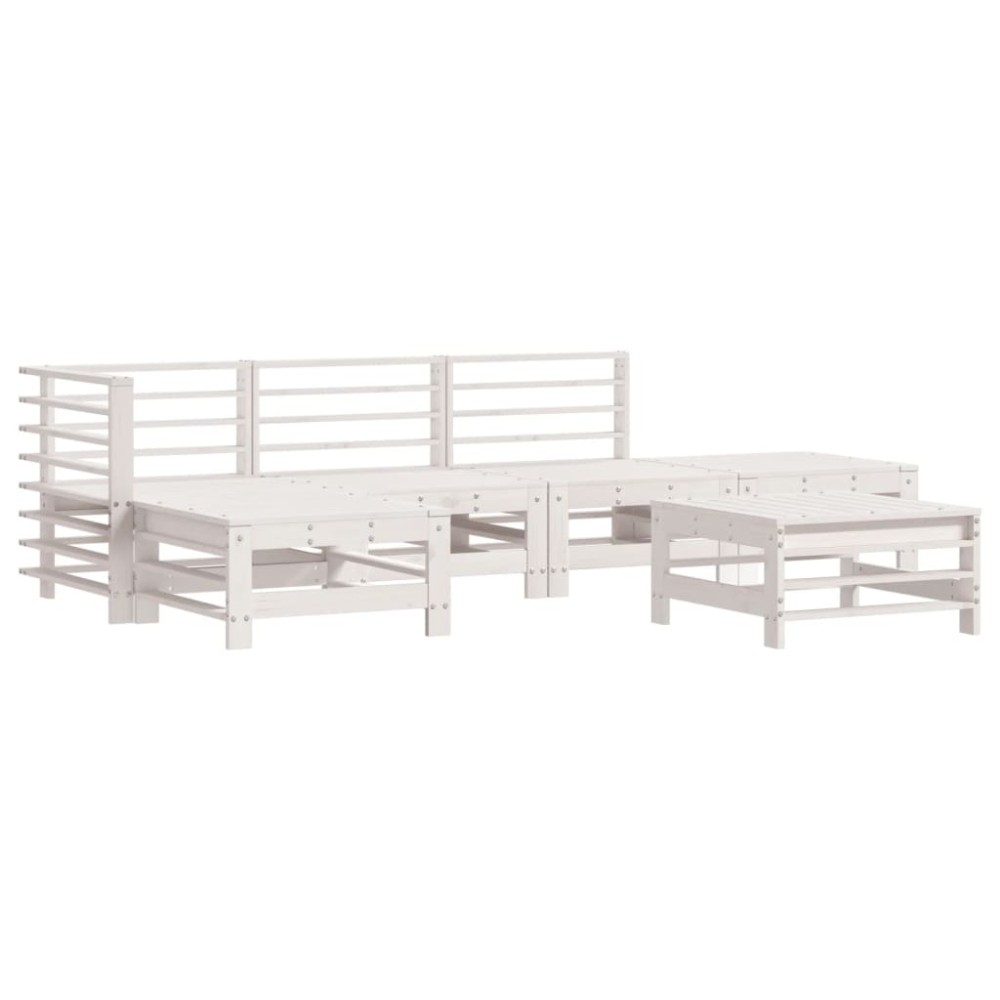 vidaXL Set mobilier de grădină, 6 piese, alb, lemn masiv pin