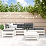 vidaXL Set mobilier de grădină, 6 piese, alb, lemn masiv pin vidaXL Set mobilier de grădină, 6 piese, alb, lemn masiv pin