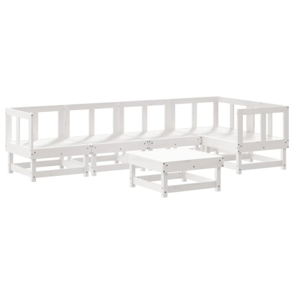 vidaXL Set mobilier de grădină, 6 piese, alb, lemn masiv pin