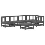 vidaXL Set mobilier relexare de grădină, 6 piese, gri, lemn masiv pin