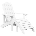 vidaXL Scaun de grădină Adirondack cu suport pentru picioare alb HDPE