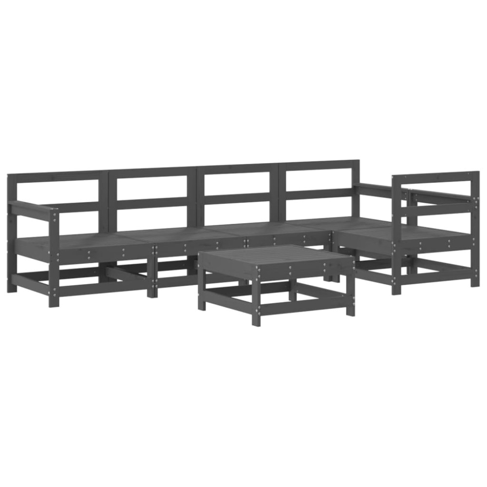 vidaXL Set mobilier relexare de grădină, 6 piese, gri, lemn masiv pin