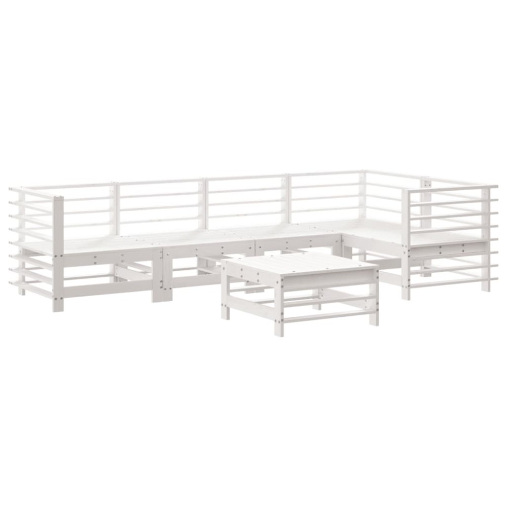 vidaXL Set mobilier de grădină, 6 piese, alb, lemn masiv pin