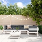 vidaXL Set mobilier de grădină, 6 piese, alb, lemn masiv pin vidaXL Set mobilier de grădină, 6 piese, alb, lemn masiv pin