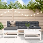 vidaXL Set mobilier relaxare de grădină 5 piese alb lemn masiv de pin vidaXL Set mobilier relaxare de grădină 5 piese alb lemn masiv de pin