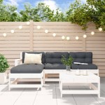 vidaXL Set mobilier relaxare de grădină 5 piese alb lemn masiv de pin vidaXL Set mobilier relaxare de grădină 5 piese alb lemn masiv de pin