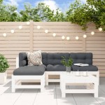 vidaXL Set mobilier relaxare de grădină 5 piese alb lemn masiv de pin vidaXL Set mobilier relaxare de grădină 5 piese alb lemn masiv de pin