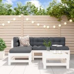 vidaXL Set mobilier relaxare de grădină 5 piese alb lemn masiv de pin vidaXL Set mobilier relaxare de grădină 5 piese alb lemn masiv de pin