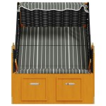 vidaXL Scaun de plajă cu baldachin, negru/gri, poliratan și lemn masiv