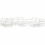 vidaXL Set mobilier relexare grădină, 10 piese, alb, lemn masiv de pin