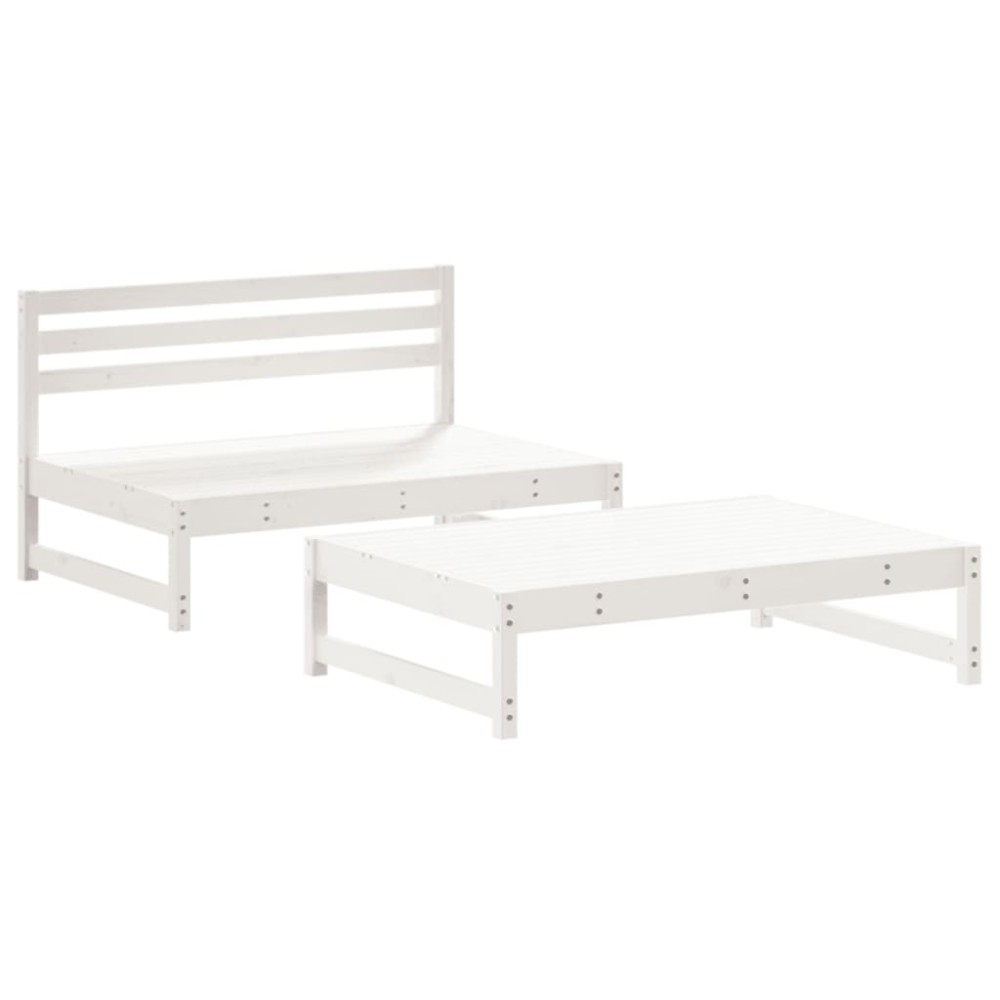 vidaXL Set mobilier relaxare grădină, 2 piese, alb, lemn masiv de pin