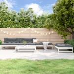 vidaXL Set mobilier relaxare de grădină 5 piese alb lemn masiv de pin vidaXL Set mobilier relaxare de grădină 5 piese alb lemn masiv de pin