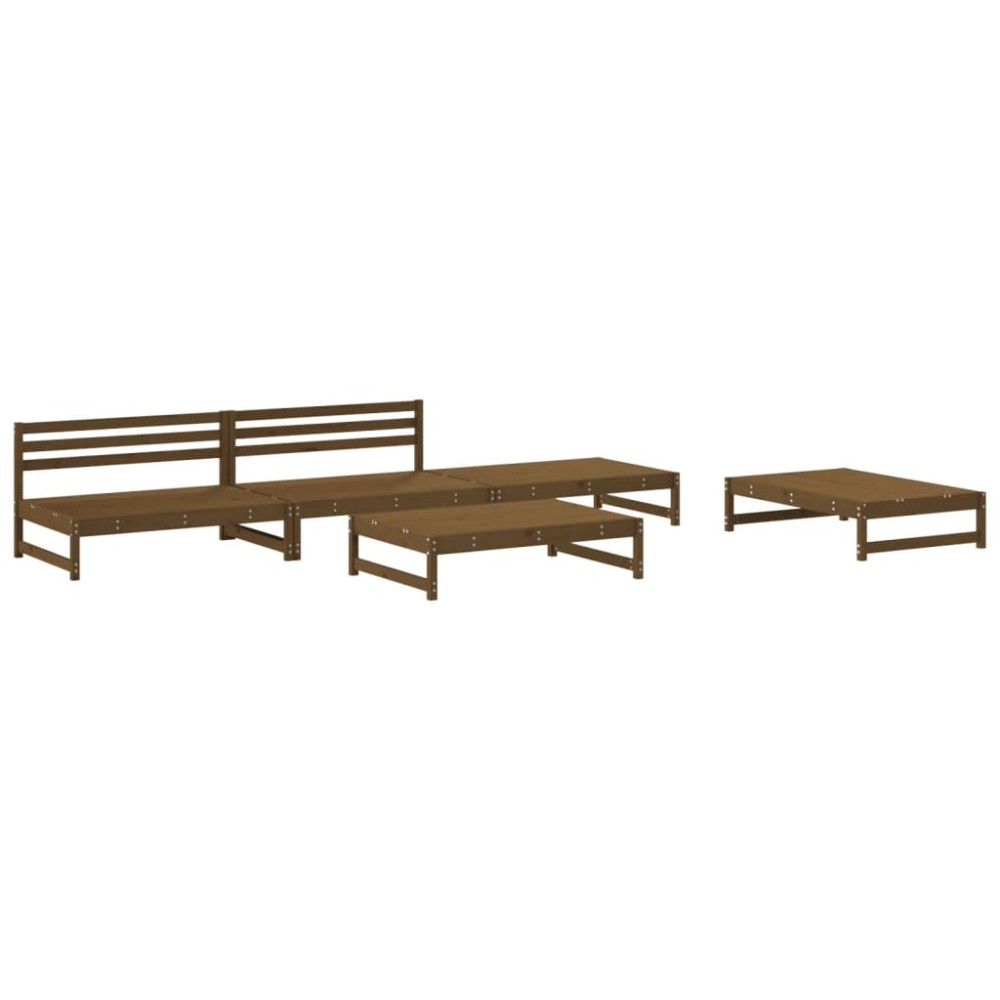 vidaXL Set mobilier relaxare grădină 5 piese maro miere lemn masiv pin
