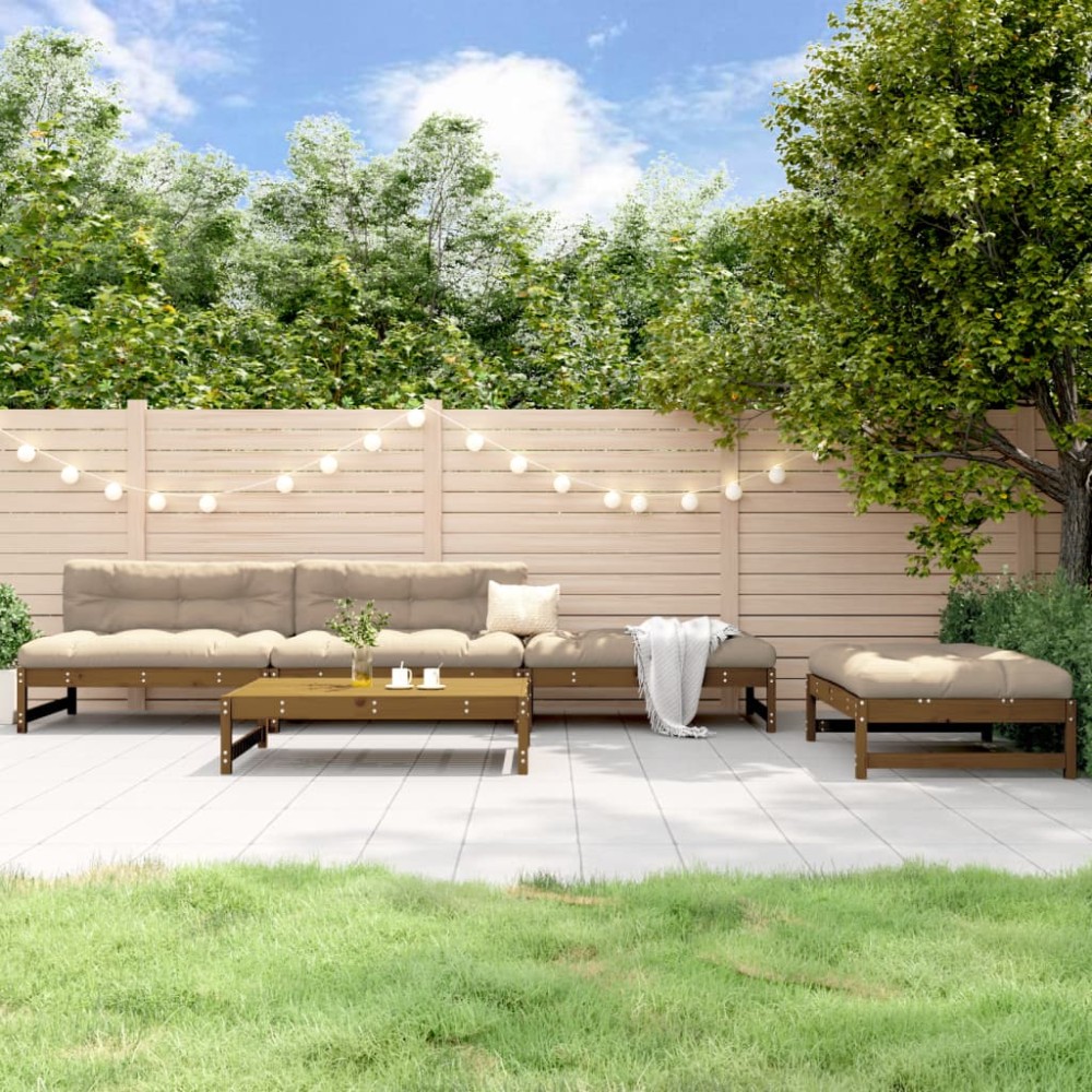 vidaXL Set mobilier relaxare grădină 5 piese maro miere lemn masiv pin