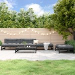 vidaXL Set Set mobilier relaxare grădină 5 piese negru lemn masiv pin