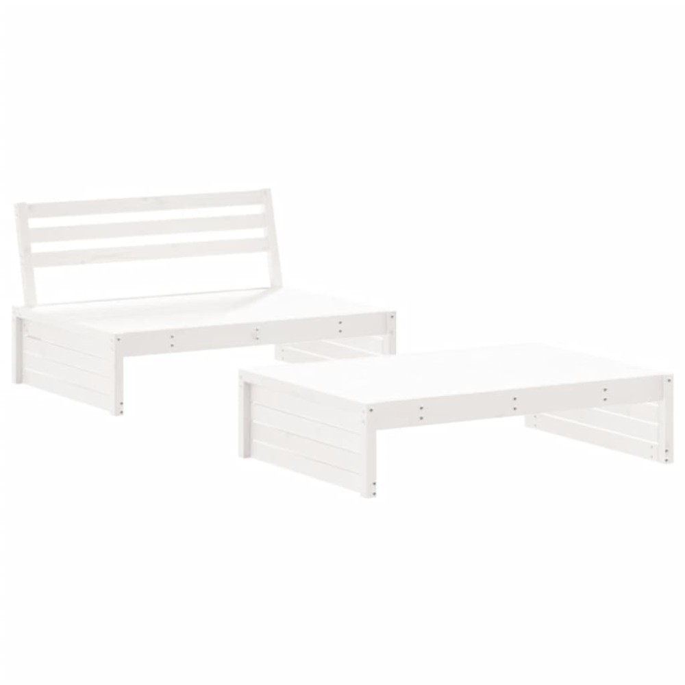 vidaXL Set mobilier relaxare grădină, 2 piese, alb, lemn masiv de pin