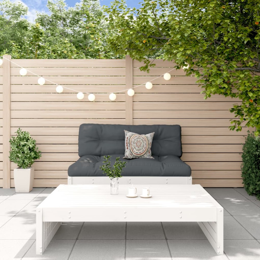 vidaXL Set mobilier relaxare grădină, 2 piese, alb, lemn masiv de pin