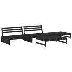 vidaXL Set mobilier relaxare de grădină 4 piese, negru, lemn masiv pin