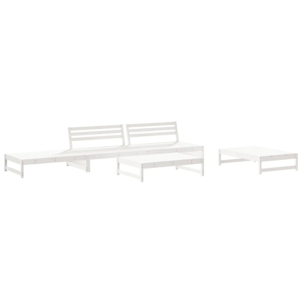 vidaXL Set mobilier de grădină, 6 piese, alb, lemn masiv pin