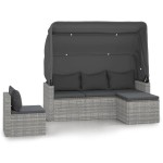 vidaXL Set canapea de grădină cu perne, 4 piese, gri, poliratan vidaXL Set canapea de grădină cu perne, 4 piese, gri, poliratan