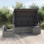 vidaXL Set canapea de grădină cu perne, 4 piese, gri, poliratan vidaXL Set canapea de grădină cu perne, 4 piese, gri, poliratan