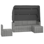 vidaXL Set canapea de grădină cu perne, 4 piese, gri, poliratan vidaXL Set canapea de grădină cu perne, 4 piese, gri, poliratan