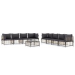 vidaXL Set mobilier de grădină cu perne, 9 piese, antracit, poliratan
