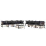 vidaXL Set mobilier de grădină cu perne, 9 piese, antracit, poliratan
