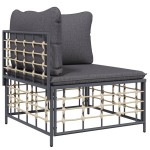 vidaXL Set mobilier de grădină cu perne, 9 piese, antracit, poliratan