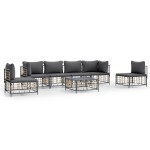 vidaXL Set mobilier de grădină cu perne, 7 piese, antracit, poliratan