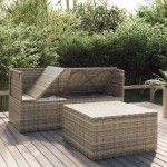 vidaXL Set mobilier de grădină cu perne, 3 piese, gri, poliratan vidaXL Set mobilier de grădină cu perne, 3 piese, gri, poliratan
