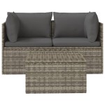 vidaXL Set mobilier de grădină cu perne, 3 piese, gri, poliratan vidaXL Set mobilier de grădină cu perne, 3 piese, gri, poliratan