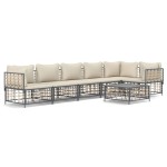 vidaXL Set mobilier de grădină cu perne, 7 piese, antracit, poliratan
