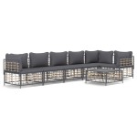 vidaXL Set mobilier de grădină cu perne, 7 piese, antracit, poliratan